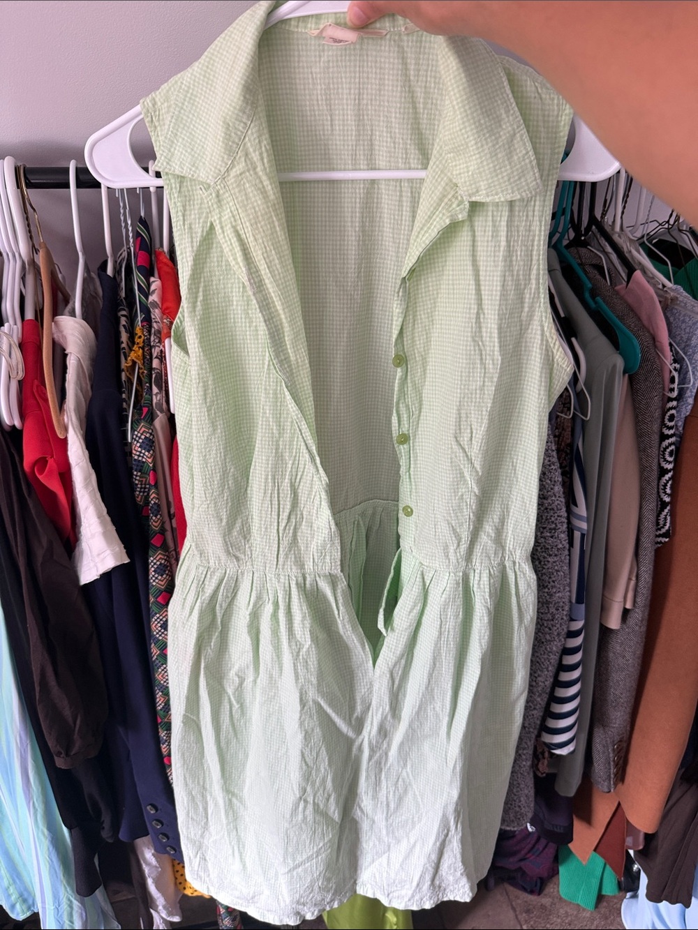 J. Crew vintage Light Green Sleeveless Button-Front Tunic